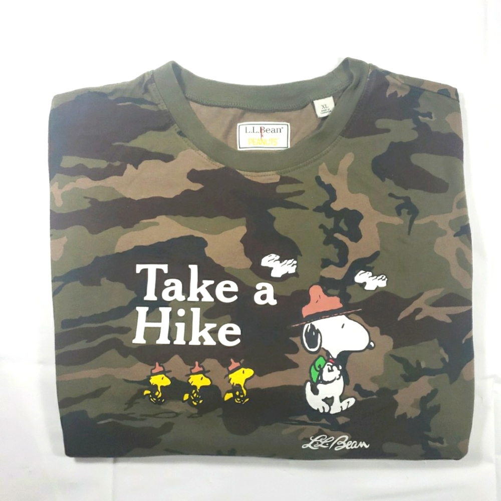 L.L. Bean x Peanuts “Take A Hike” Camouflage T-Shirt Sz. XL